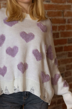 Lavender Heart Sweater