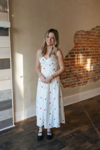 Red Floral Embroidered Dress