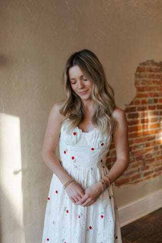 Red Floral Embroidered Dress