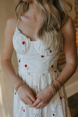 Red Floral Embroidered Dress