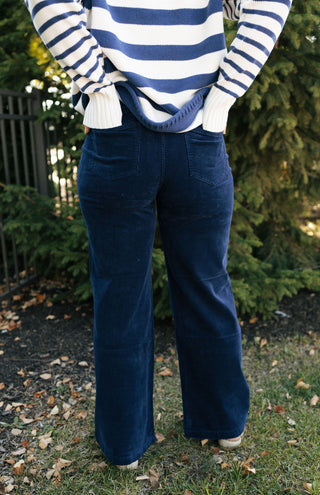 Cord Wide Leg Pants, Navy *final sale*