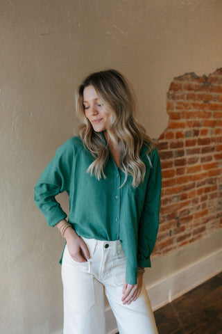 The Perfect Linen Top, Botanical Green by Z Supply