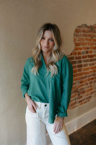 The Perfect Linen Top, Botanical Green by Z Supply