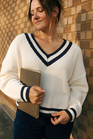 Varsity Sweater, Cream