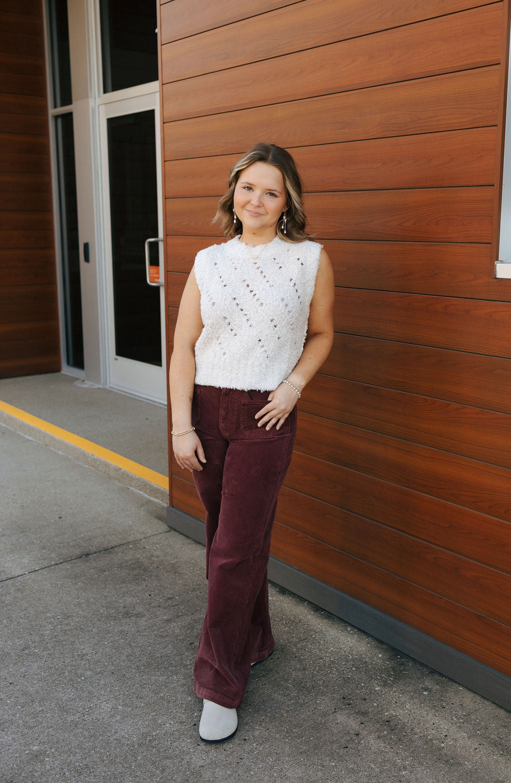 Corduroy Patch Pants, Burgundy