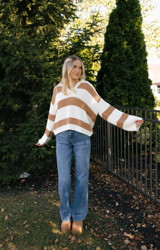 Stripe Sweater, Camel