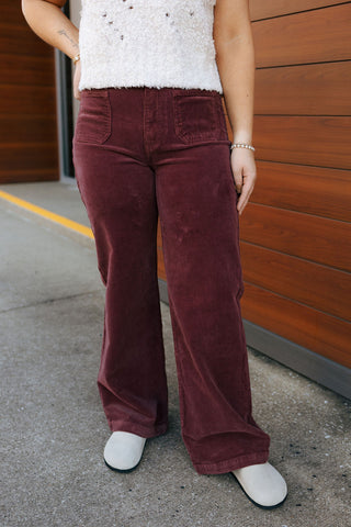 Corduroy Patch Pants, Burgundy *final sale*