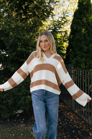 Stripe Sweater, Camel