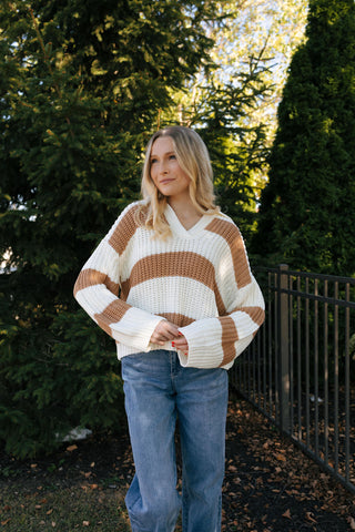 Stripe Sweater, Camel