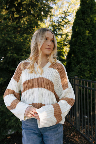 Stripe Sweater, Camel