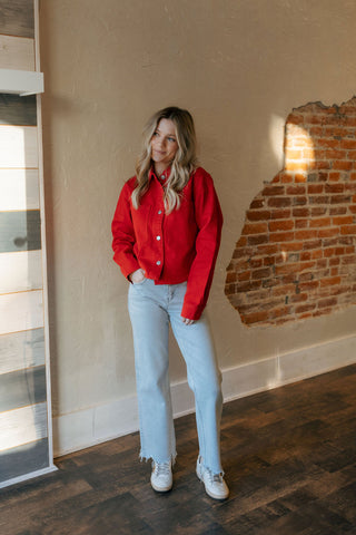 All Day Cropped Washed Jacket, Cherry by Z Supply