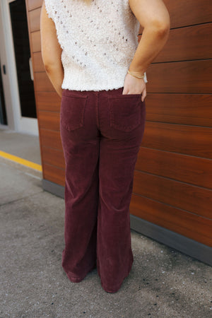 Corduroy Patch Pants, Burgundy