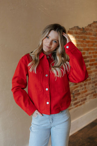 All Day Cropped Washed Jacket, Cherry by Z Supply