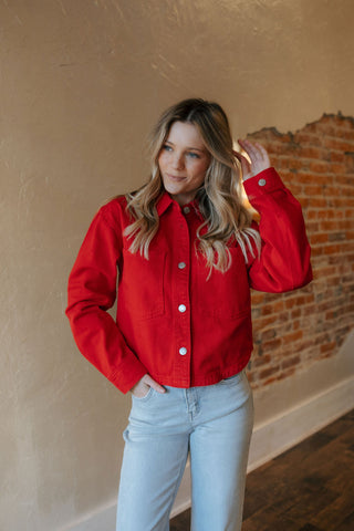 All Day Cropped Washed Jacket, Cherry by Z Supply