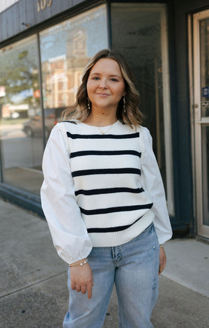 Puff Sleeve Striped Sweater