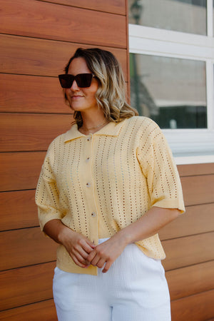 Crochet Button Up, Yellow