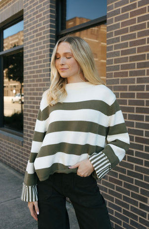 Stripe Sweater, Olive