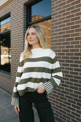 Stripe Sweater, Olive