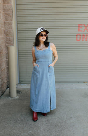 Flare Denim Midi Dress