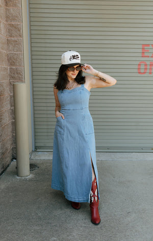 Flare Denim Midi Dress