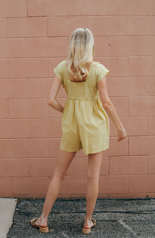 Lace Trim Romper, Kiwi *final sale