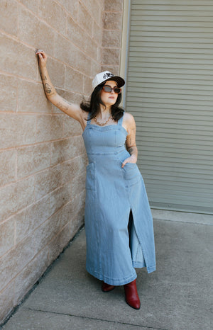 Flare Denim Midi Dress