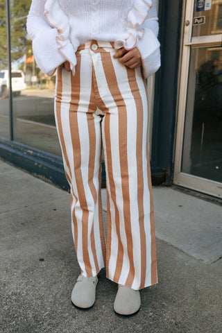 Stripe Stretch Pants, Toffee *final sale*