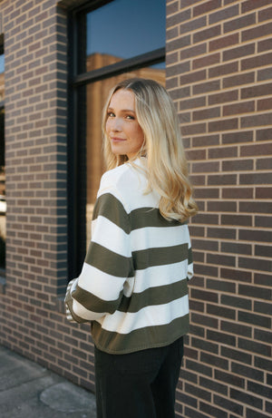 Stripe Sweater, Olive