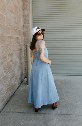 Flare Denim Midi Dress *final sale