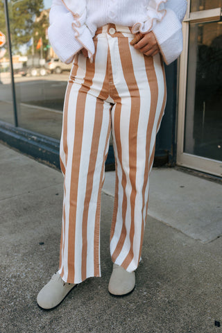 Stripe Stretch Pants, Toffee *final sale*