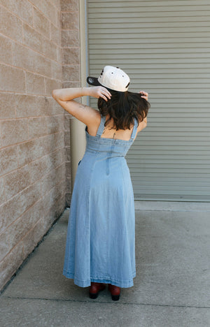 Flare Denim Midi Dress