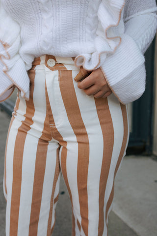 Stripe Stretch Pants, Toffee *final sale*