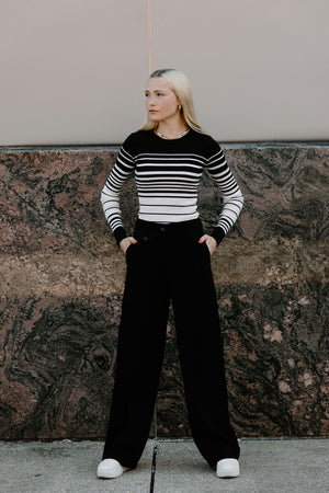Stripe Sweater, Black/White