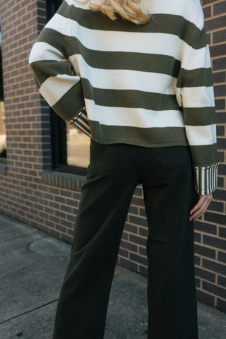 Stripe Sweater, Olive