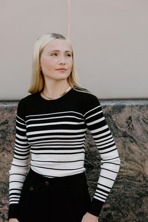 Stripe Sweater, Black/White