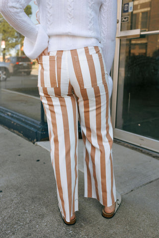 Stripe Stretch Pants, Toffee *final sale*