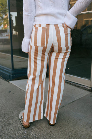 Stripe Stretch Pants, Toffee *final sale*