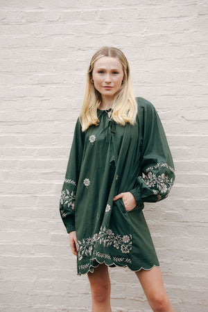 Embroidered Dress, Green