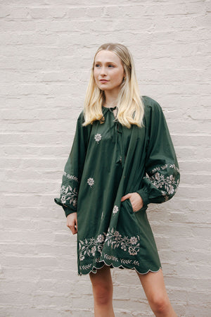 Embroidered Dress, Green