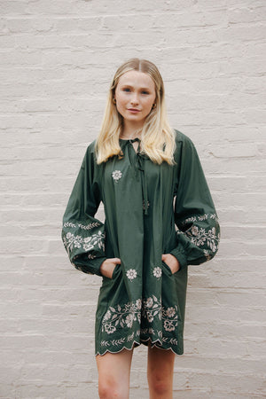 Embroidered Dress, Green