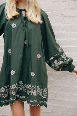 Embroidered Dress, Green