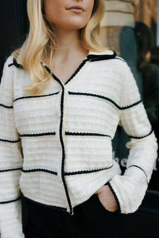 Stripe Button Up Cardigan