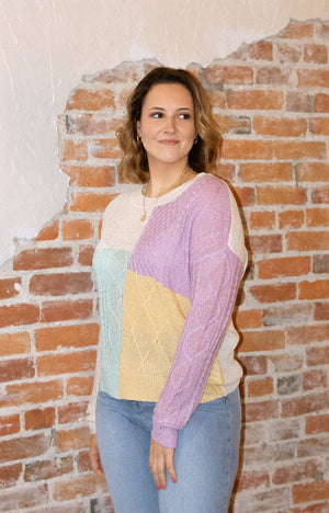 Colorblock Sweater, Lilac