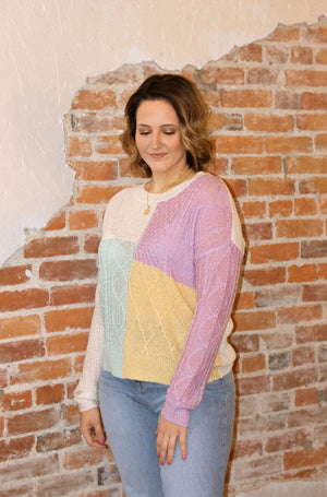 Colorblock Sweater, Lilac