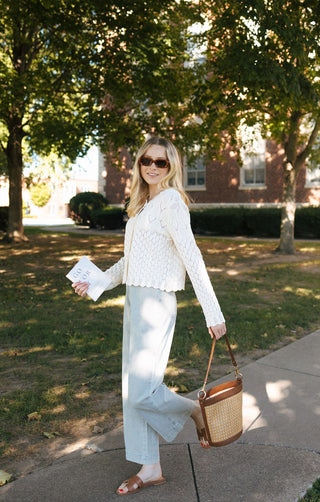 Crochet Button Cardigan, Ivory *final sale