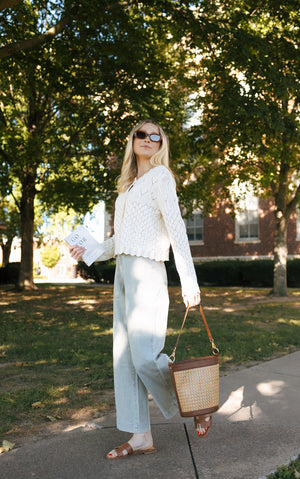 Crochet Button Cardigan, Ivory