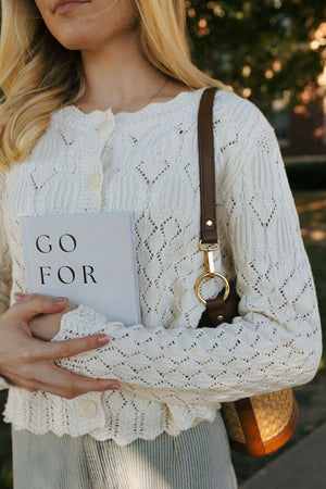 Crochet Button Cardigan, Ivory