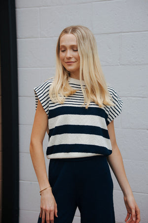 Stripe Sweater Top, Navy