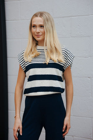 Stripe Sweater Top, Navy