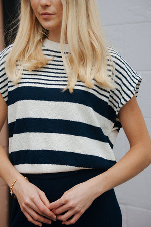 Stripe Sweater Top, Navy